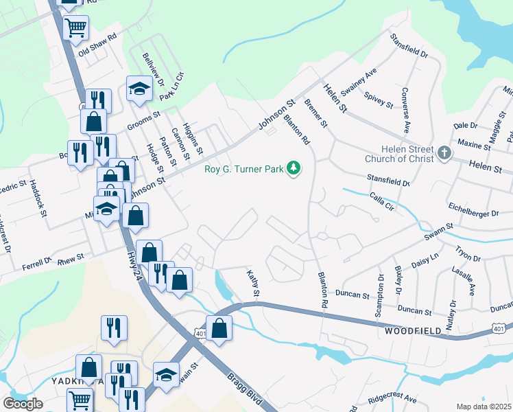 map of restaurants, bars, coffee shops, grocery stores, and more near 1840 Sardonyx Road in Fayetteville