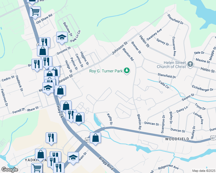 map of restaurants, bars, coffee shops, grocery stores, and more near 1845 Sardonyx Road in Fayetteville