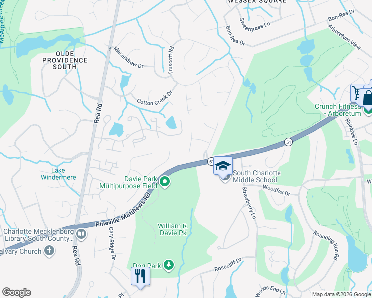map of restaurants, bars, coffee shops, grocery stores, and more near 5628 McCallum Court in Charlotte