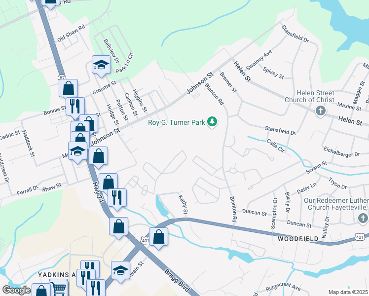 map of restaurants, bars, coffee shops, grocery stores, and more near 1857 Sardonyx Road in Fayetteville