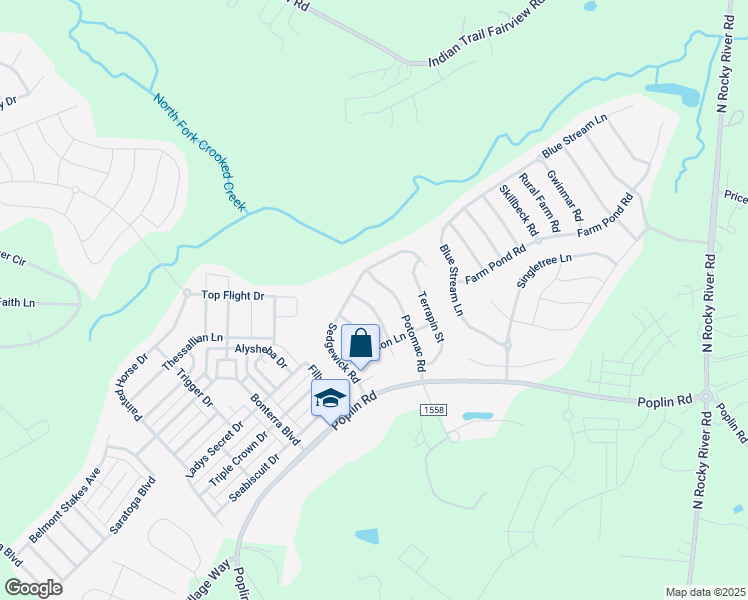 map of restaurants, bars, coffee shops, grocery stores, and more near 1007 Loudoun Rd in Indian Trail