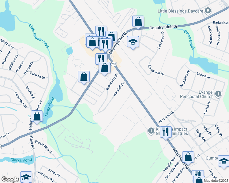 map of restaurants, bars, coffee shops, grocery stores, and more near 1208 Superior Pointe Place in Fayetteville