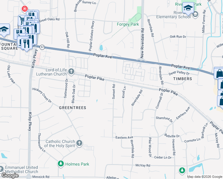 map of restaurants, bars, coffee shops, grocery stores, and more near 2060 Flowers Oak Cove in Germantown