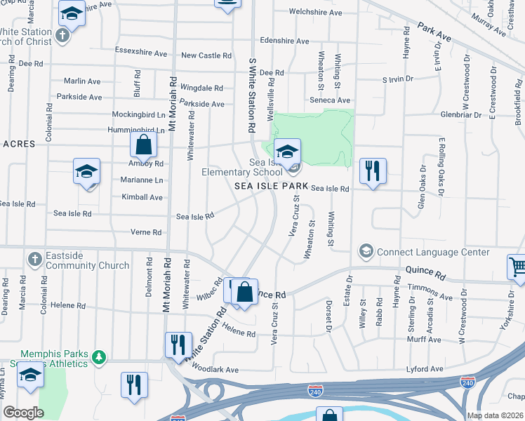 map of restaurants, bars, coffee shops, grocery stores, and more near 1434 Wilbec Road in Memphis