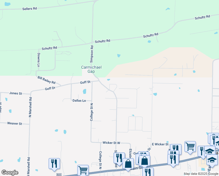 map of restaurants, bars, coffee shops, grocery stores, and more near 34 Camily Court in Vilonia