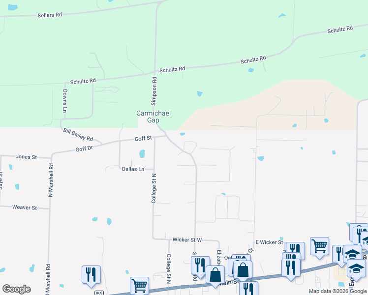 map of restaurants, bars, coffee shops, grocery stores, and more near 35 Camily Court in Vilonia