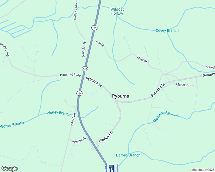 map of restaurants, bars, coffee shops, grocery stores, and more near 185 Pyburns Drive in Savannah