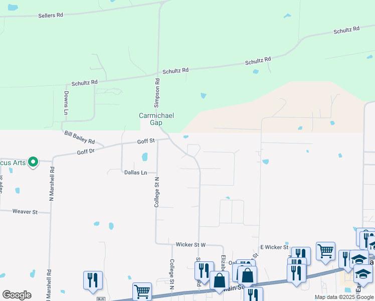 map of restaurants, bars, coffee shops, grocery stores, and more near 30 Camily Court in Vilonia