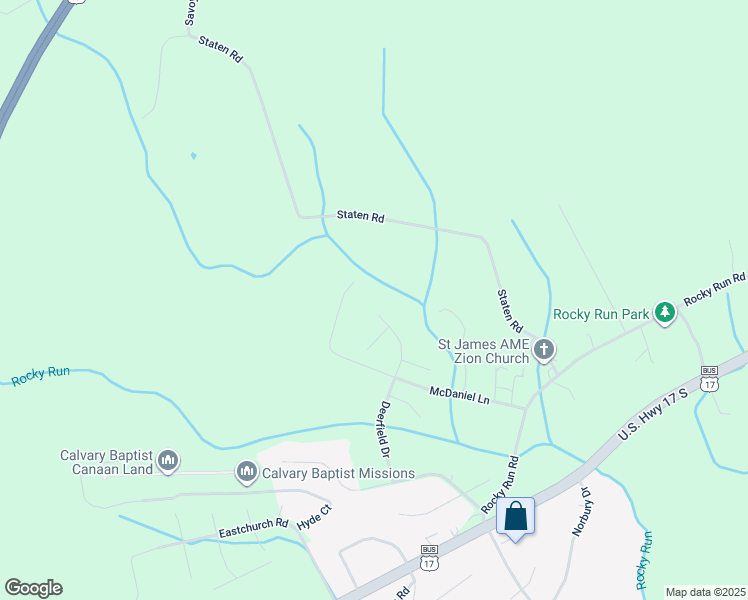 map of restaurants, bars, coffee shops, grocery stores, and more near 608 Deerfield Drive in New Bern