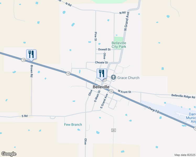 map of restaurants, bars, coffee shops, grocery stores, and more near Jones Street in Belleville