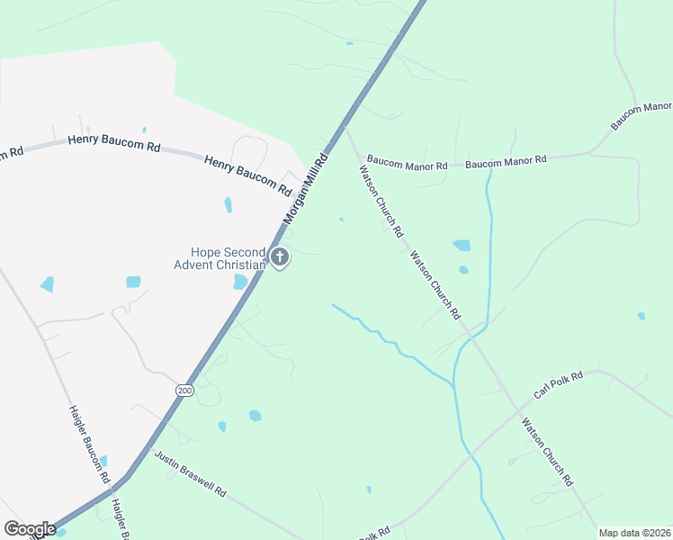 map of restaurants, bars, coffee shops, grocery stores, and more near 6814 Morgan Mill Road in Monroe