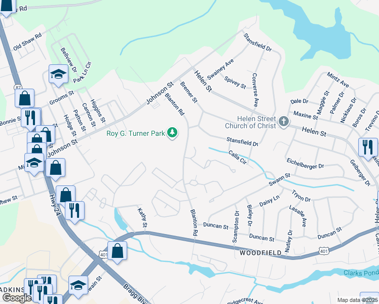map of restaurants, bars, coffee shops, grocery stores, and more near 1058 Lauren McNeill Loop in Fayetteville