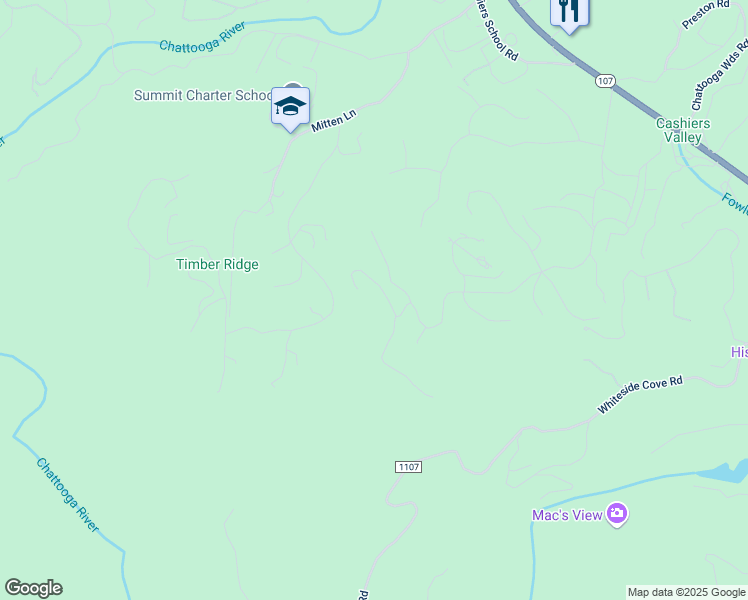 map of restaurants, bars, coffee shops, grocery stores, and more near 815 Wildflower Drive in Cashiers