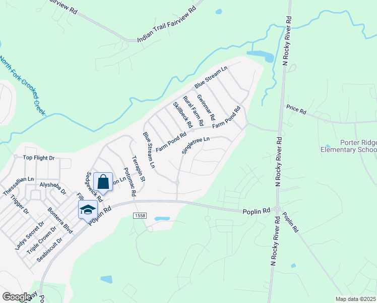 map of restaurants, bars, coffee shops, grocery stores, and more near 4014 Singletree Lane in Indian Trail