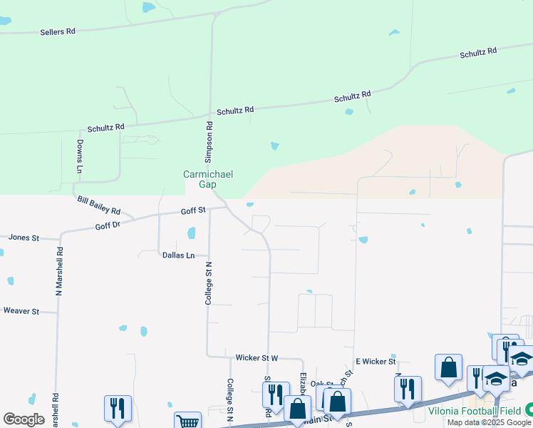 map of restaurants, bars, coffee shops, grocery stores, and more near 12 Camily Court in Vilonia