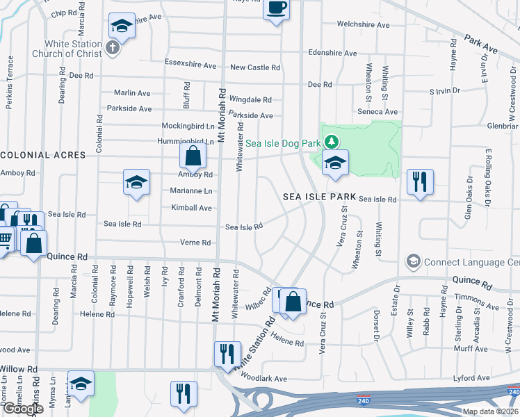 map of restaurants, bars, coffee shops, grocery stores, and more near 1378 Woodston Road in Memphis