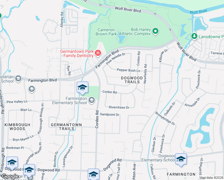 map of restaurants, bars, coffee shops, grocery stores, and more near 2019 Corbin Road in Germantown
