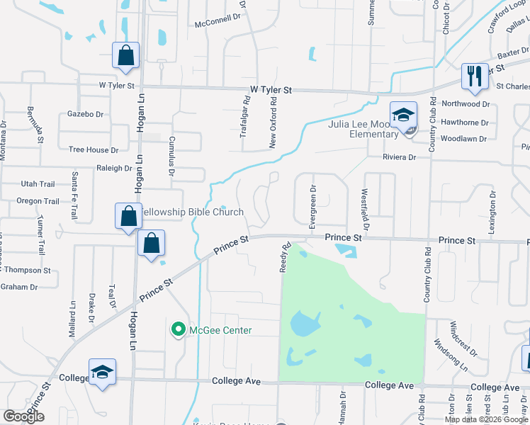 map of restaurants, bars, coffee shops, grocery stores, and more near 1045 Turnberry Drive in Conway