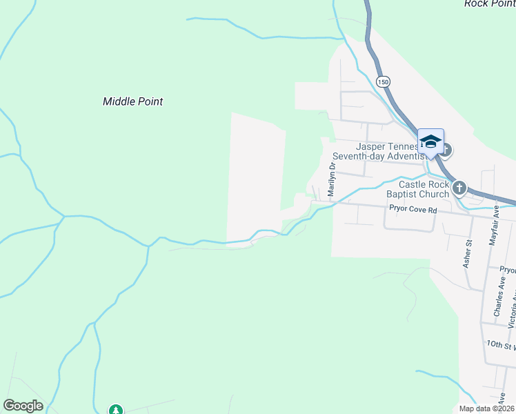 map of restaurants, bars, coffee shops, grocery stores, and more near 1080 Pryor Cove Road in Jasper