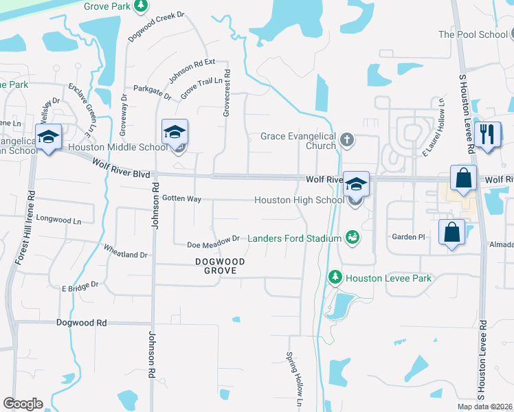 map of restaurants, bars, coffee shops, grocery stores, and more near 9577 Gotten Way in Germantown