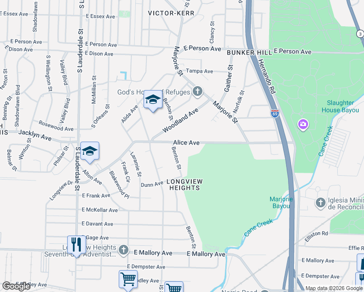 map of restaurants, bars, coffee shops, grocery stores, and more near 847 Alice Avenue in Memphis