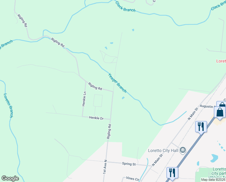 map of restaurants, bars, coffee shops, grocery stores, and more near 399 Rigling Rd in Loretto