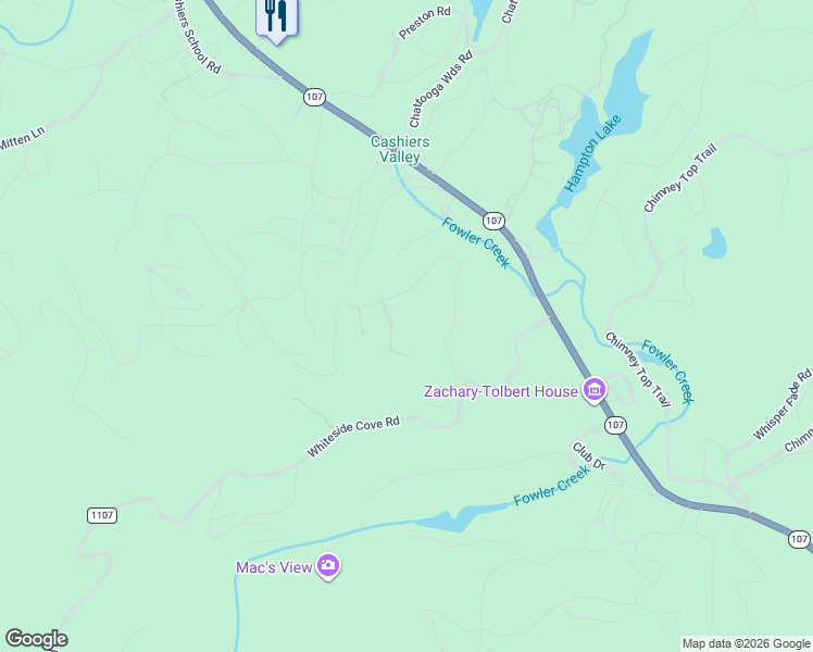 map of restaurants, bars, coffee shops, grocery stores, and more near 583 Heaton Forest Road in Cashiers
