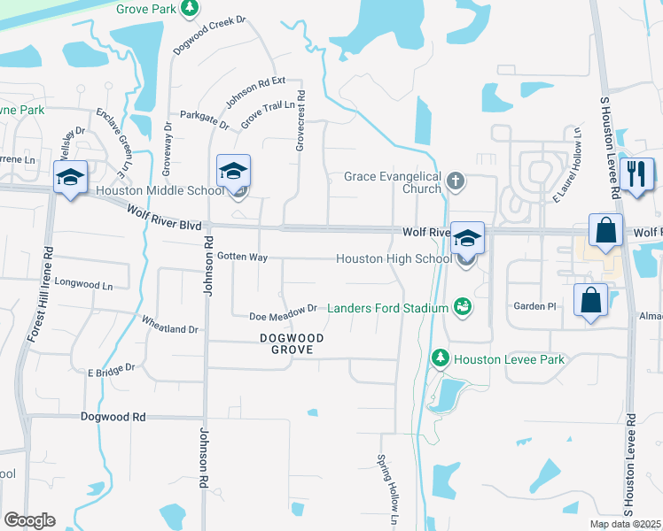 map of restaurants, bars, coffee shops, grocery stores, and more near 9577 Gotten Way in Germantown