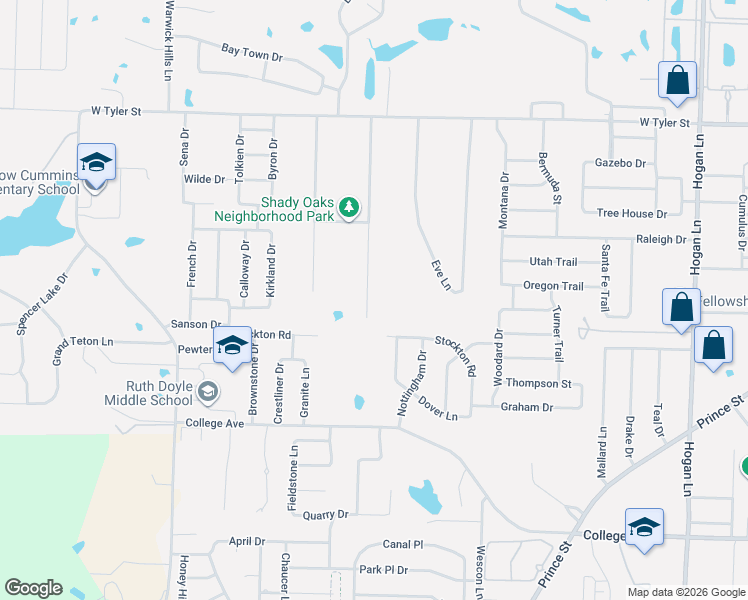 map of restaurants, bars, coffee shops, grocery stores, and more near 1040 Champions Drive in Conway