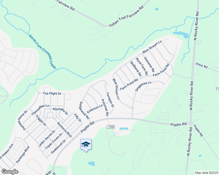 map of restaurants, bars, coffee shops, grocery stores, and more near 8002 Sedgewick Road in Indian Trail