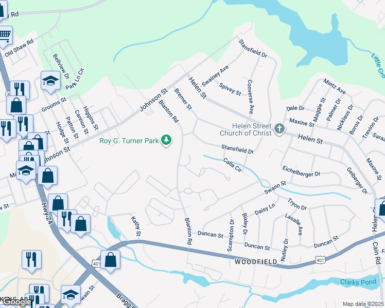 map of restaurants, bars, coffee shops, grocery stores, and more near 1058 Lauren McNeill Loop in Fayetteville