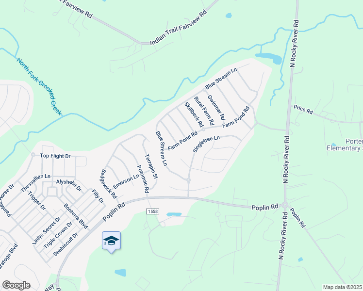 map of restaurants, bars, coffee shops, grocery stores, and more near 2004 Farm Pond Road in Indian Trail