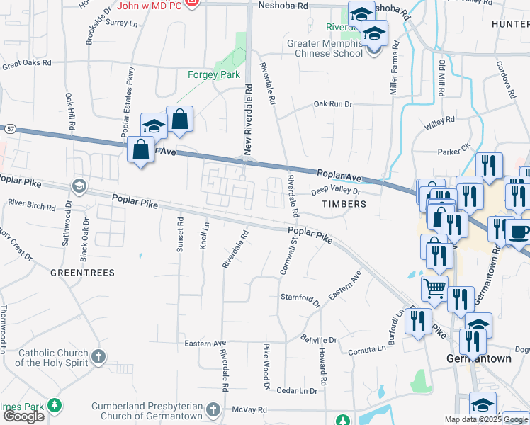 map of restaurants, bars, coffee shops, grocery stores, and more near 7203 Plantation Circle in Germantown