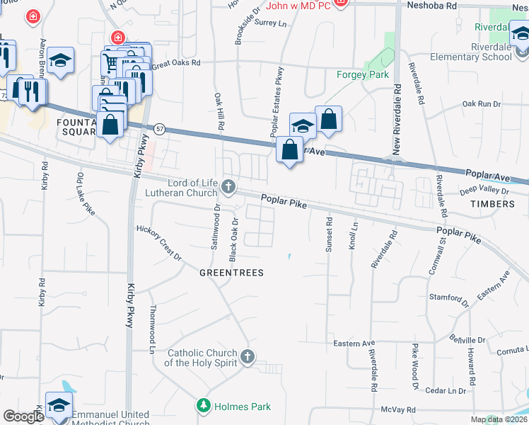 map of restaurants, bars, coffee shops, grocery stores, and more near 2016 Restington Lane in Memphis