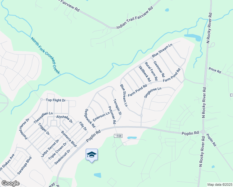 map of restaurants, bars, coffee shops, grocery stores, and more near 8002 Sedgewick Road in Indian Trail