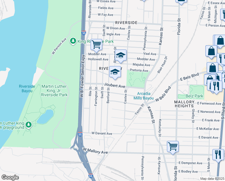 map of restaurants, bars, coffee shops, grocery stores, and more near 280 1st Avenue in Memphis