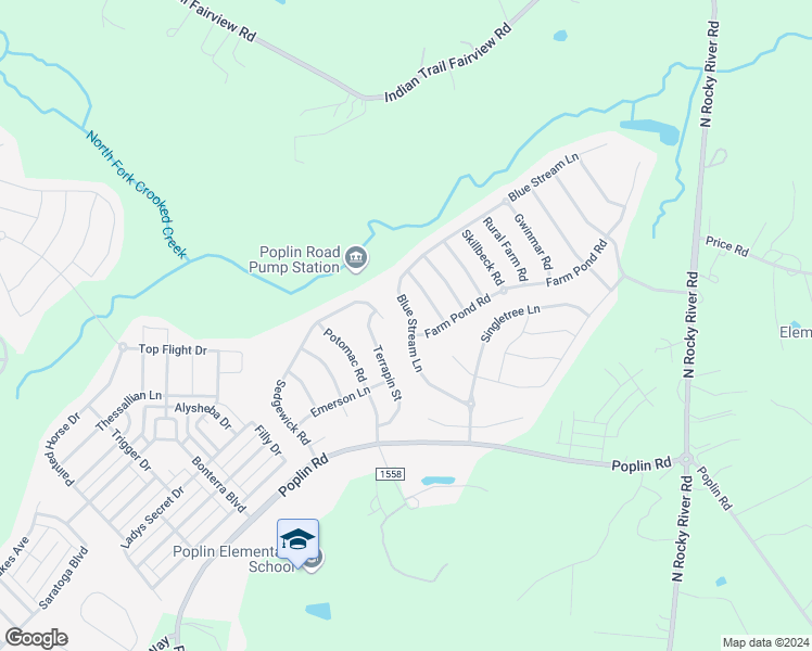 map of restaurants, bars, coffee shops, grocery stores, and more near 2003 Blue Stream Lane in Indian Trail
