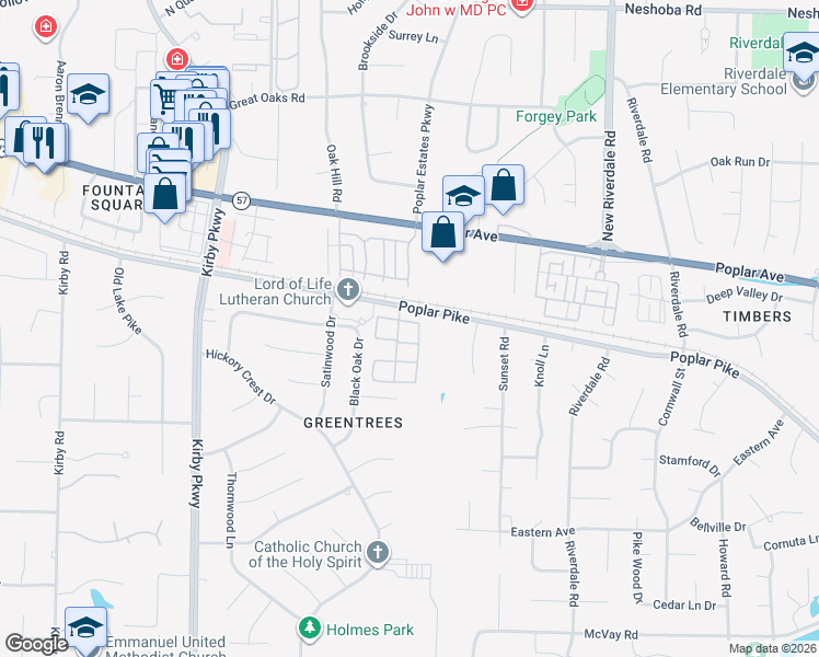 map of restaurants, bars, coffee shops, grocery stores, and more near 2016 Restington Lane in Memphis