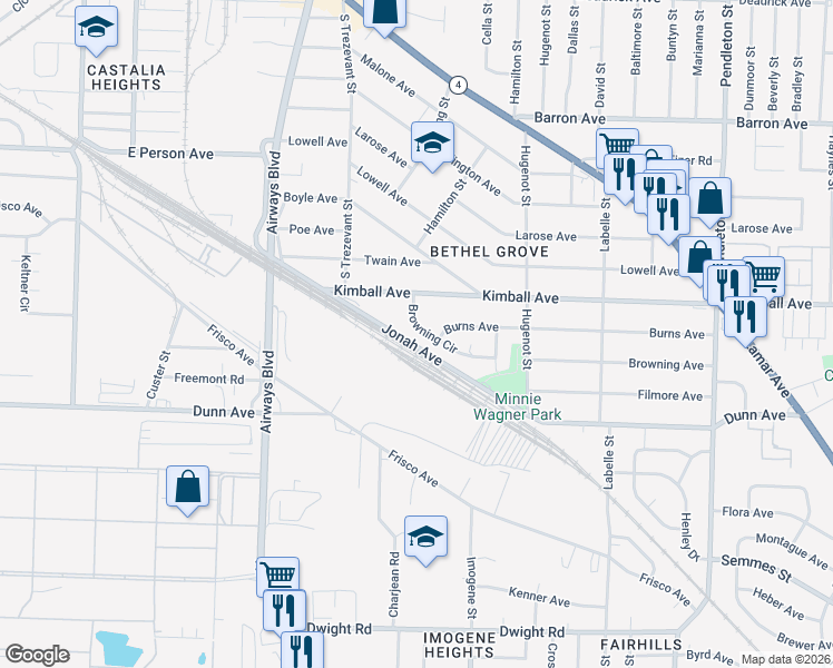 map of restaurants, bars, coffee shops, grocery stores, and more near 2461 Browning Circle in Memphis