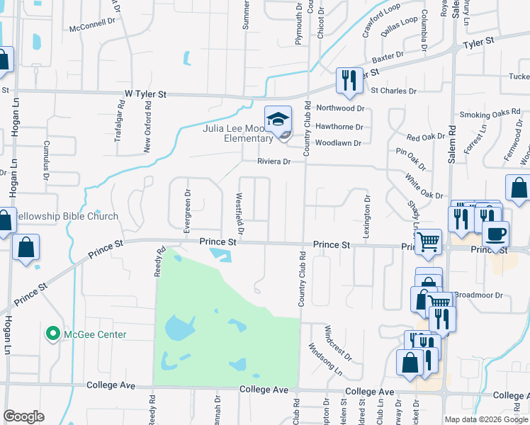 map of restaurants, bars, coffee shops, grocery stores, and more near 1115 Trillium Dr in Conway