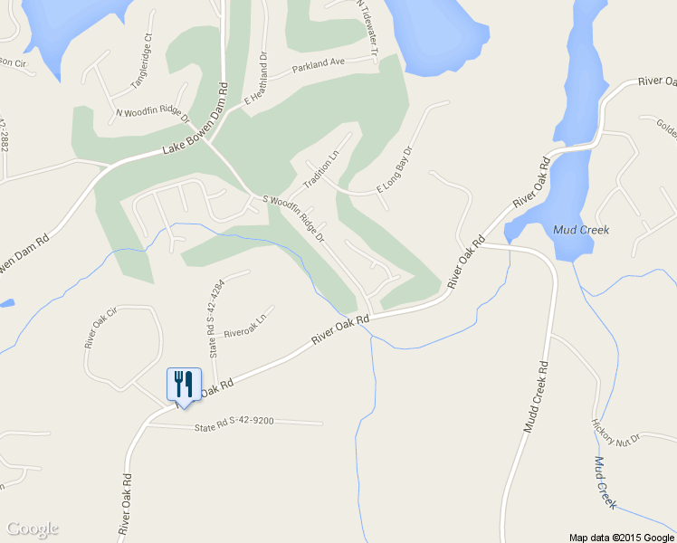 map of restaurants, bars, coffee shops, grocery stores, and more near 352 South Woodfin Ridge Drive in Inman