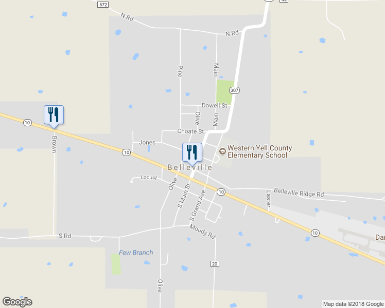 map of restaurants, bars, coffee shops, grocery stores, and more near Jones Street in Belleville
