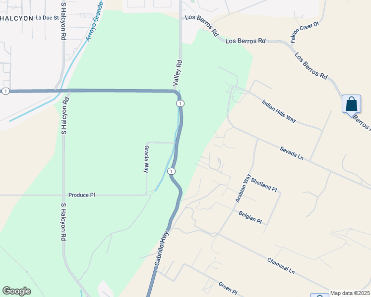 map of restaurants, bars, coffee shops, grocery stores, and more near 224 Mesa View Drive in Arroyo Grande