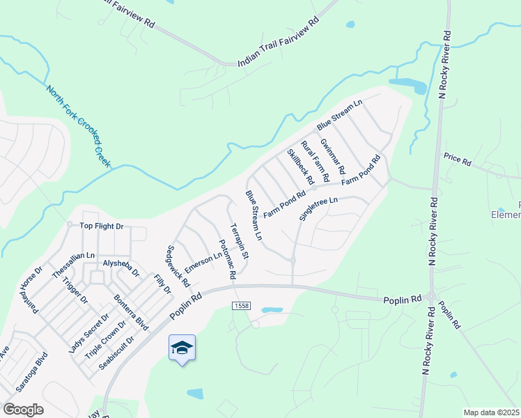 map of restaurants, bars, coffee shops, grocery stores, and more near 2004 Blue Stream Lane in Indian Trail