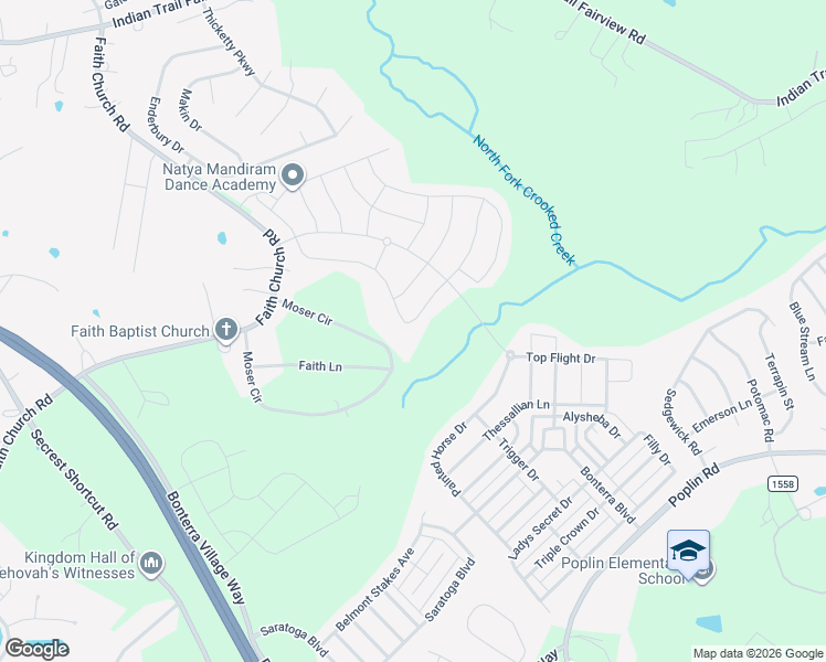 map of restaurants, bars, coffee shops, grocery stores, and more near 4204 Moser Circle in Indian Trail