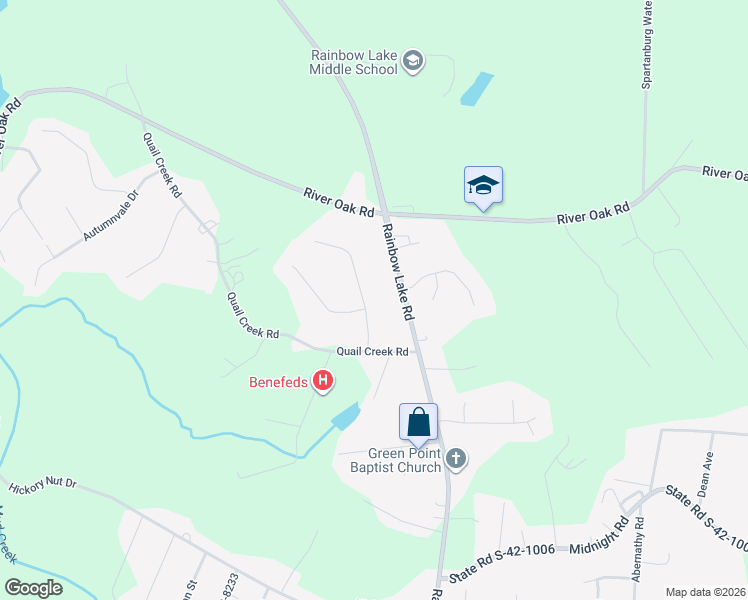 map of restaurants, bars, coffee shops, grocery stores, and more near 118 Bent Tree Drive in Inman