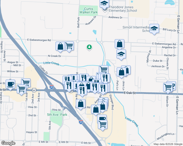 map of restaurants, bars, coffee shops, grocery stores, and more near 6 Pamela Lane in Conway