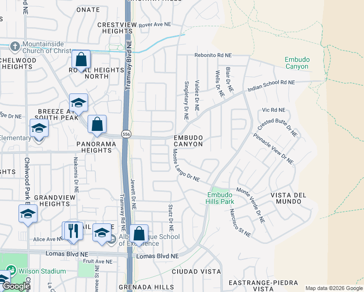 map of restaurants, bars, coffee shops, grocery stores, and more near 13205 Bellamah Avenue Northeast in Albuquerque