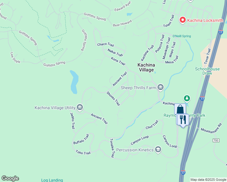 map of restaurants, bars, coffee shops, grocery stores, and more near 551 Hotevilla Trail in Flagstaff