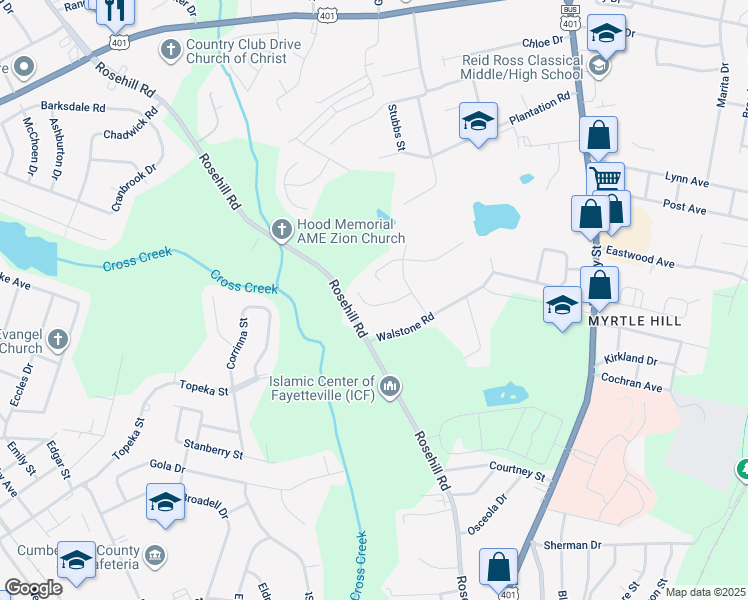 map of restaurants, bars, coffee shops, grocery stores, and more near 320 Westwater Way in Fayetteville